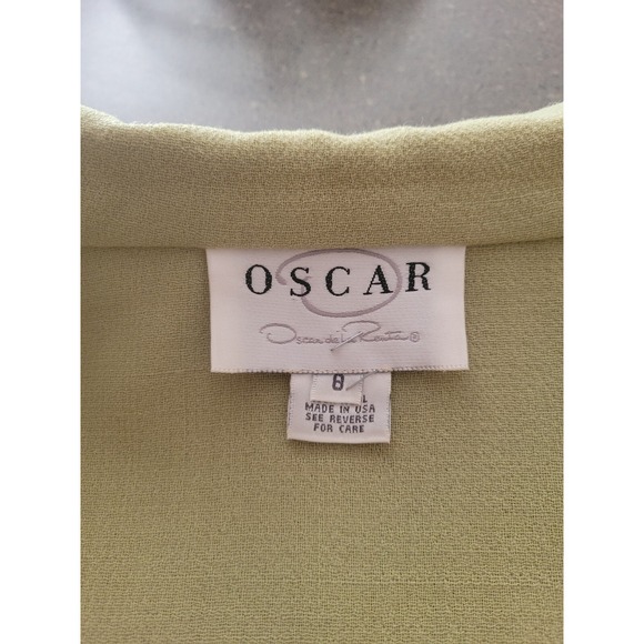 80's Oscar de la Renta Chartreuse Wool‎ Button Front Midi Coat - Picture 6 of 7